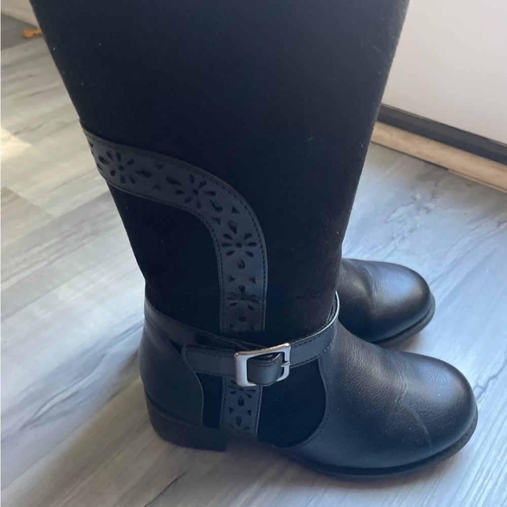 Josephine Black Kids Boots with Buckle